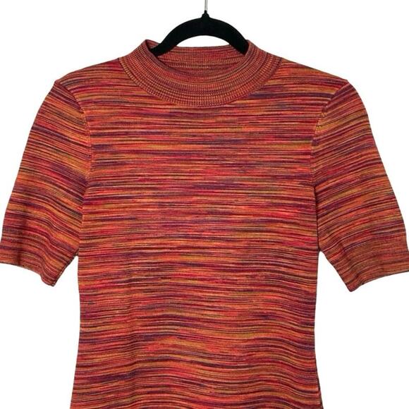Maeve Women’s Lindy Mock Neck Knit Midi Dress Orange Multicolor Size Small - Picture 4 of 7